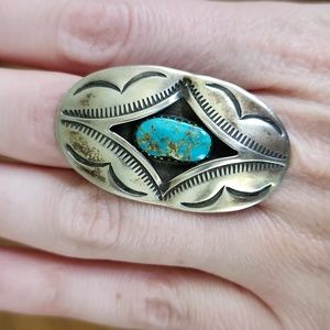 Meg girard turquoise shadow box ring size 8